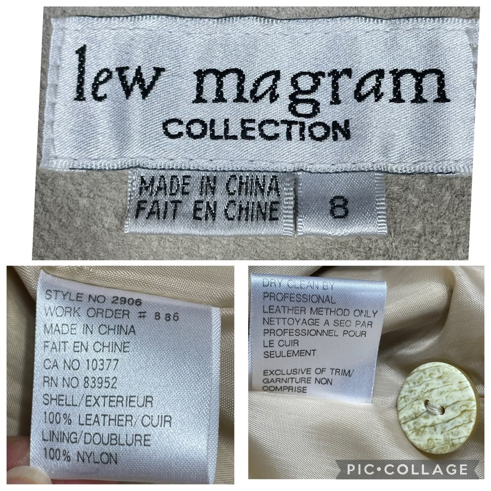 Vtg Lew Margam Leather Suede Western Aspen Whipstitch Studs Mid-Length Coat-Sz 8 - Picture 4 of 16